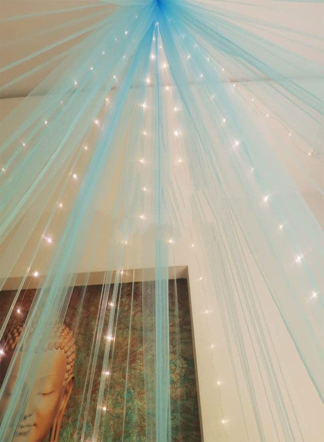 Hemito 6 Pc Canopy Tent for Decoration Blue Back Drop Curtains LED Light Self Adersive Tape with Ribbon| Cabana with Fairy Lights Combo for Valentine Birthdays,Anniversary,Baby Shower,Photo Shoot - Image 3